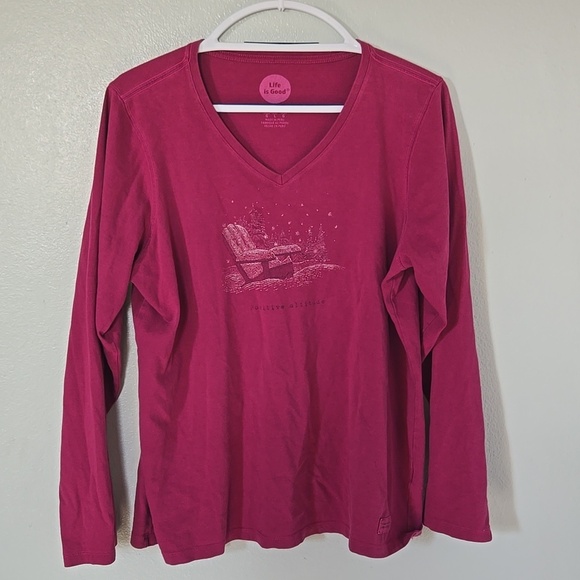 Life Is Good Tops - Life Is Good | Maroon Long Sleeve Winter Tee Size Large